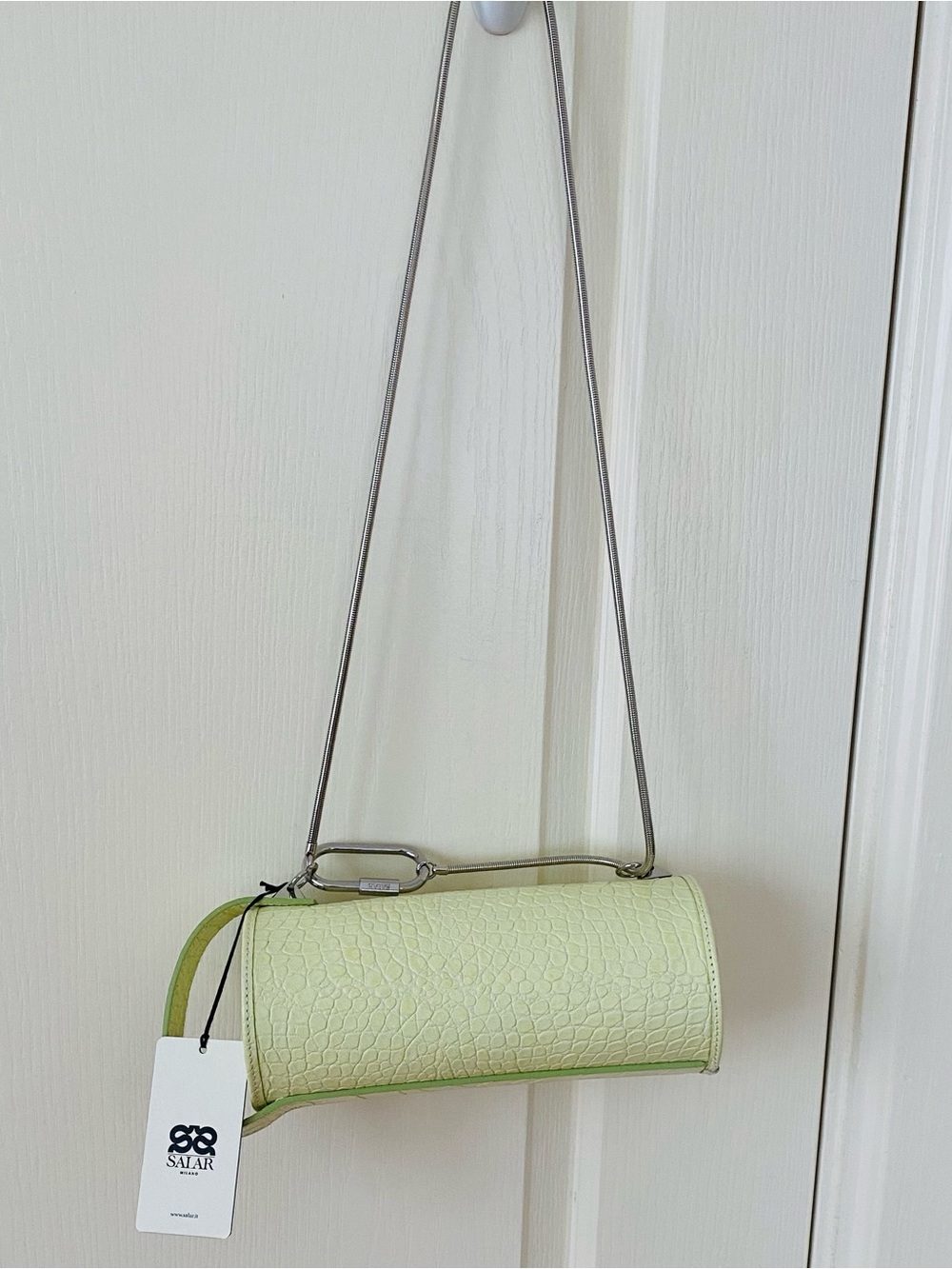 $550 NWT Salar Made in Italy Lali Green Crocodile Leather Crossbody Shoulder Bag
